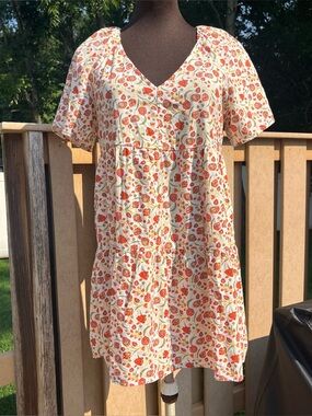 Old Navy Women’s Deep V-Neck Voluminous Tiered Mini Floral Swing Dress Size XSP